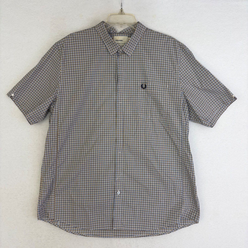 Fred Perry Bradley Wiggins Shirt Mens XXL Mustard Gingham New Short Sleeve M6715